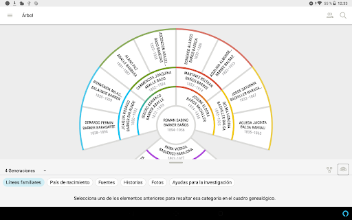 Captura de pantalla de FamilySearch - Árbol