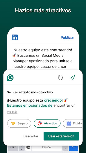 Captura de pantalla de Grammarly: escritura con IA