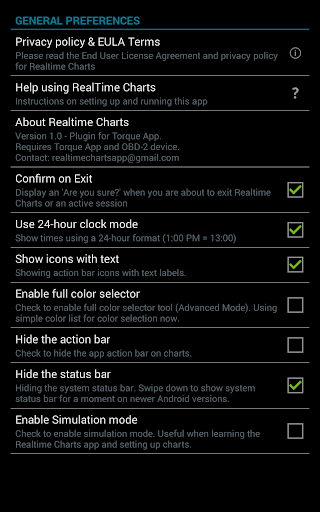 Captura de pantalla de Realtime Charts for Torque Pro