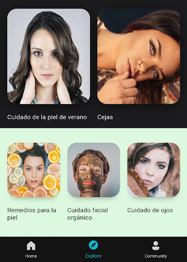 Captura de pantalla de cuidado piel y cuidado cara