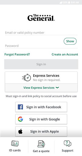 The General® Auto Insurance screenshot