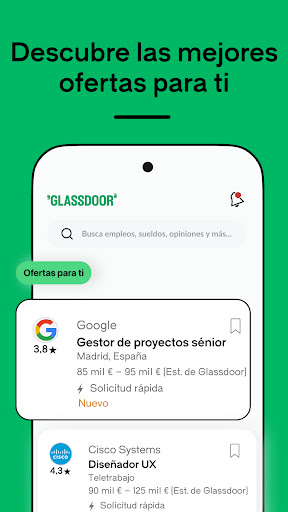 Captura de pantalla de Glassdoor | Empleos y sueldos