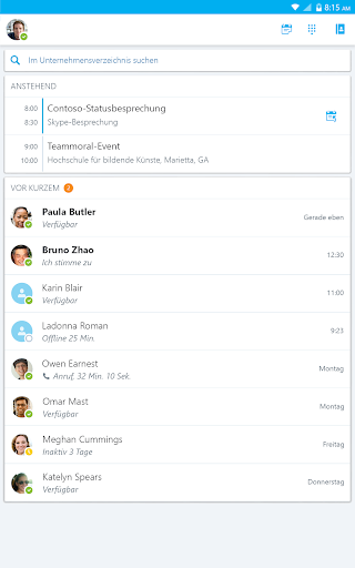 Skype for Business for Android Screenshot