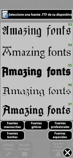 Captura de pantalla de xCanvas — Letras de tatuaje