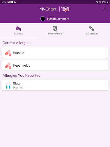 Captura de pantalla de Trinity Health MyChart