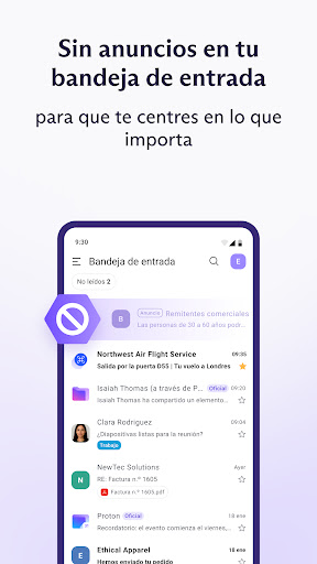 Captura de pantalla de Proton Mail: Correo cifrado