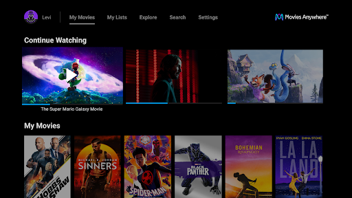 Captura de pantalla de Movies Anywhere