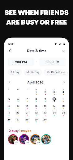 Captura de pantalla de Howbout: shared calendar