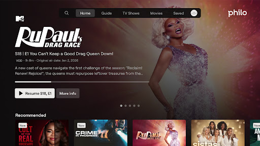 Captura de pantalla de Philo: Shows, Movies, Live TV.
