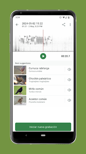 Captura de pantalla de Merlin Bird ID de Cornell Lab