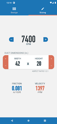 Ductulator - HVAC Duct Sizing screenshot