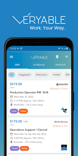 Captura de pantalla de Veryable: Work. Next Day Pay
