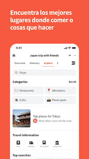 Captura de pantalla de Wanderlog: Plan Viaje y Guía