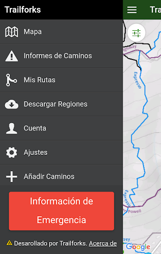 Captura de pantalla de Trailforks