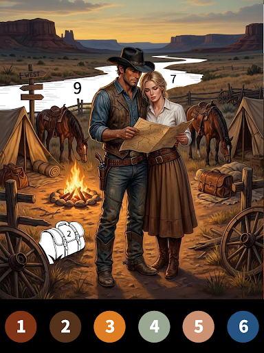 Captura de pantalla de Wild West Color by Number Book
