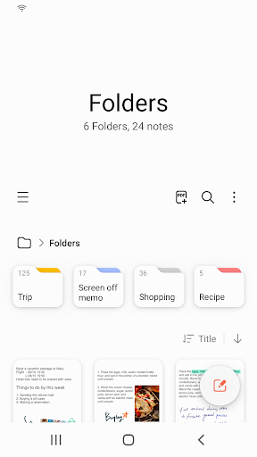 Captura de pantalla de Samsung Notes