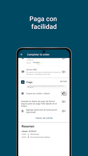 Captura de pantalla de Greyhound: boletos de autobús