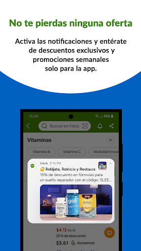 Captura de pantalla de iHerb: Vitaminas y suplementos