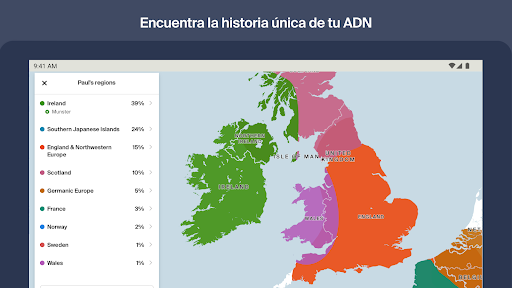 Captura de pantalla de Ancestry: Tu historia y ADN
