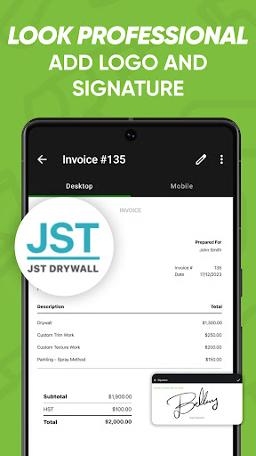 Joist Invoice & Estimate App screenshot