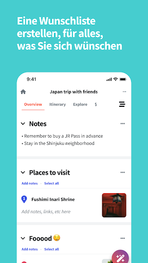 Wanderlog reisen routenplaner Screenshot