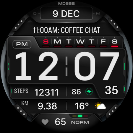 MD332 Digital watch face screenshot