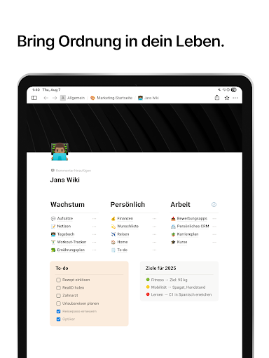 Notion: Notizen, Aufgaben, KI Screenshot