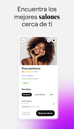 Captura de pantalla de Fresha para clientes