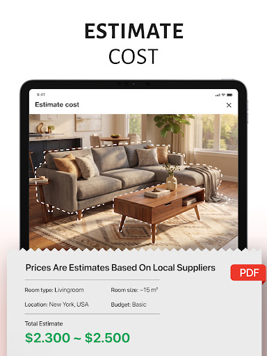 SnapHome Design: Cost Estimate screenshot
