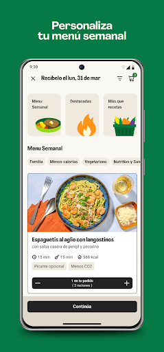 Captura de pantalla de HelloFresh: Kits de recetas