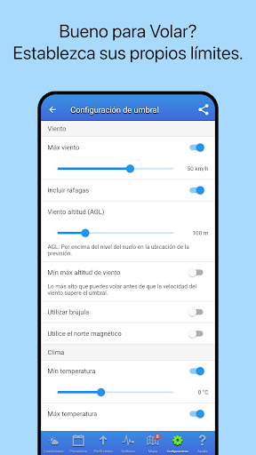 Captura de pantalla de UAV Forecast para drones