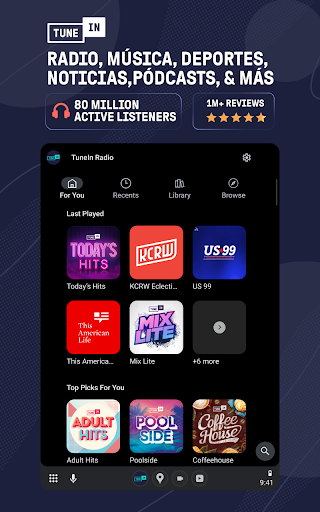 Captura de pantalla de TuneIn Radio: música, fm radio