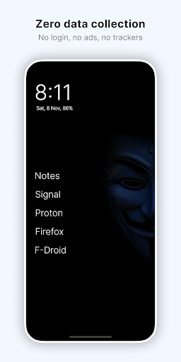 Captura de pantalla de Olauncher. Minimal AF Launcher