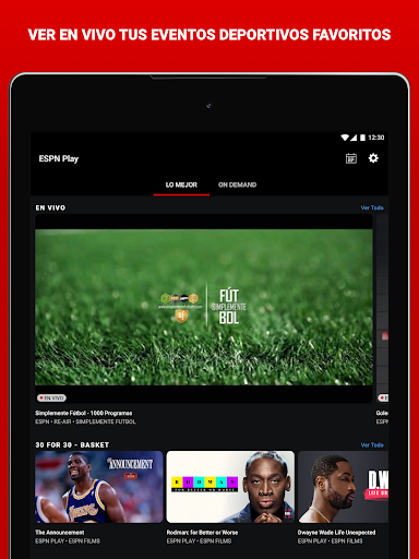 Captura de pantalla de ESPN