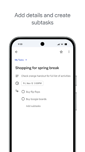 Captura de pantalla de Google Tasks