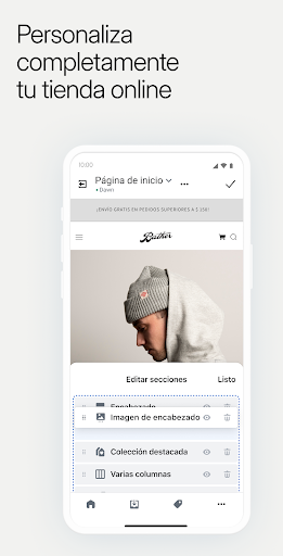 Captura de pantalla de Shopify, tu tienda online