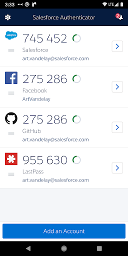 Captura de pantalla de Salesforce Authenticator