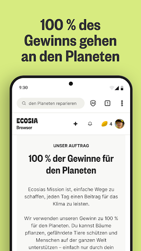 Ecosia Klimapositiver Browser Screenshot