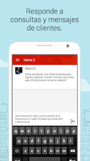 Captura de pantalla de Yelp para empresas