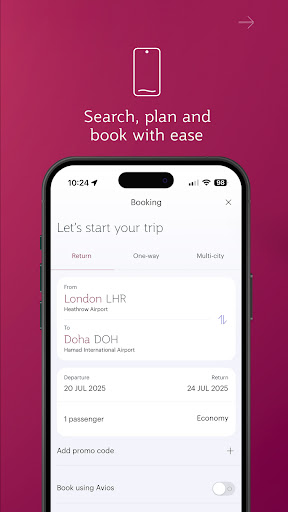 Captura de pantalla de Qatar Airways