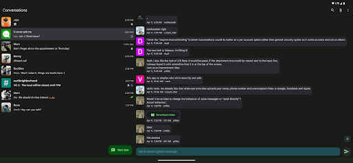 Captura de pantalla de Conversations (Jabber / XMPP)