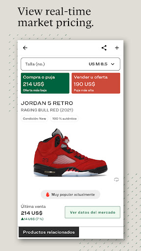 Captura de pantalla de StockX: Sneakers + más