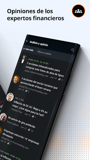 Captura de pantalla de Investing.com Bolsa de Valores