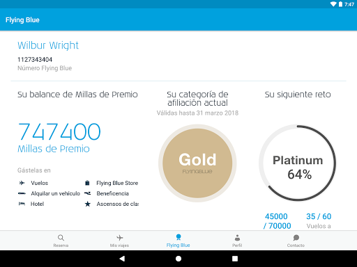 Captura de pantalla de KLM - Reservar un vuelo