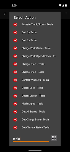 Captura de pantalla de Bolt para Tesla Plugin Tasker