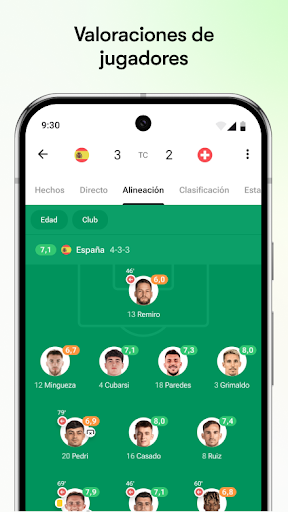 Captura de pantalla de FotMob - Resultados de fútbol