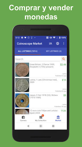 Captura de pantalla de Coinoscope: identificar moneda