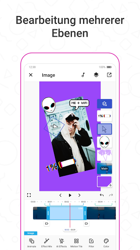 Funimate Videobearbeitung App Screenshot