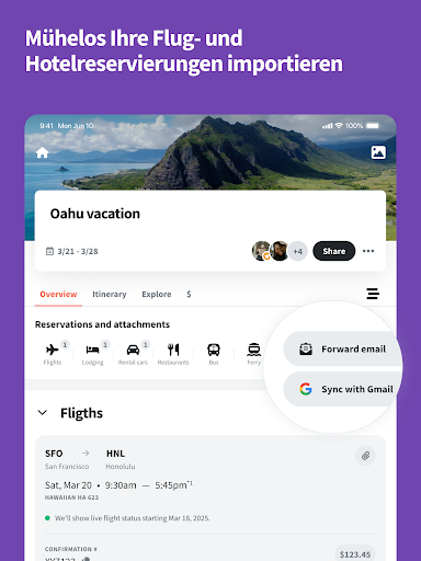 Wanderlog reisen routenplaner Screenshot