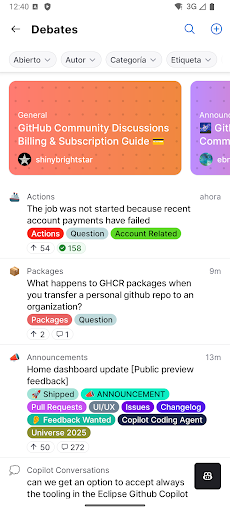 Captura de pantalla de GitHub